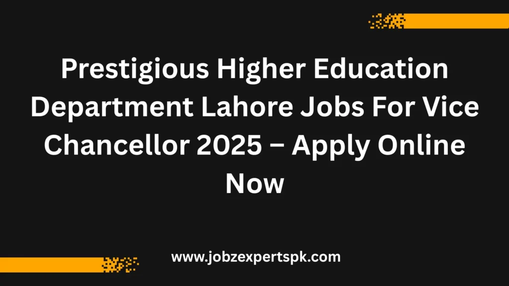 Prestigious Higher Education Department Lahore Jobs For Vice Chancellor 2025 – Apply Online Now