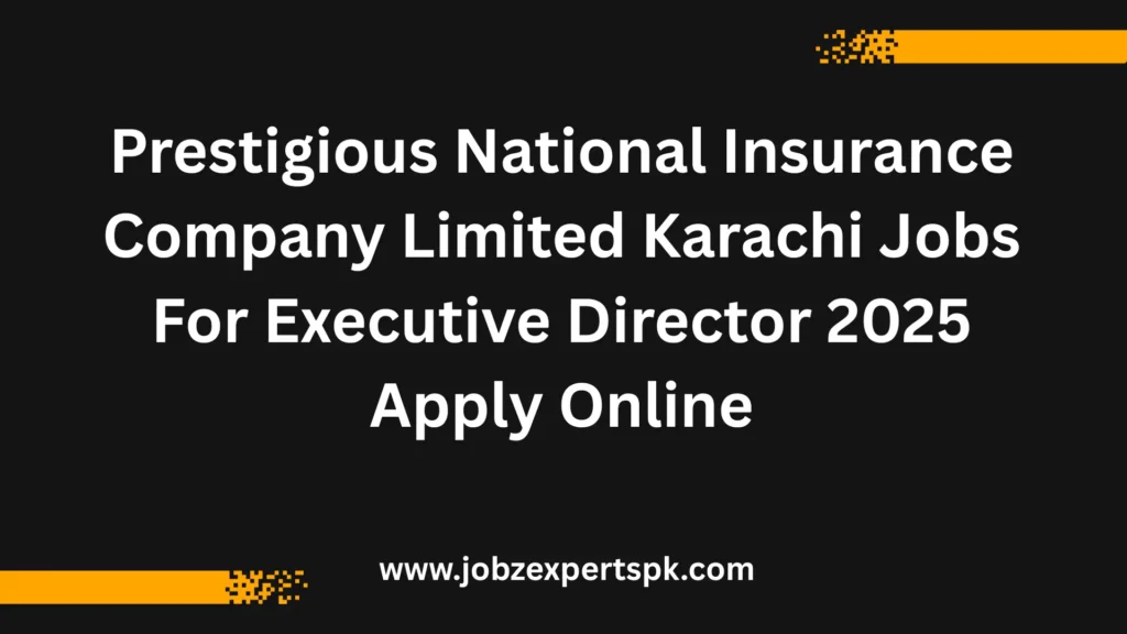 Prestigious National Insurance Company Limited Karachi Jobs For Executive Director 2025 Apply Online