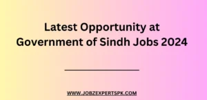Latest Opportunity at Government of Sindh Jobs 2024