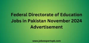 Federal Directorate of Education Jobs in Pakistan November 2024 Advertisement